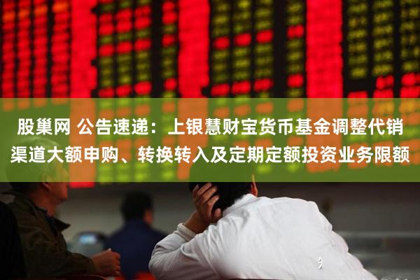 股巢网 公告速递：上银慧财宝货币基金调整代销渠道大额申购、转换转入及定期定额投资业务限额